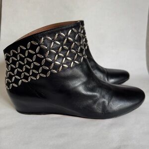 Alaia Paris Black Leather Booties with Silver Studs
